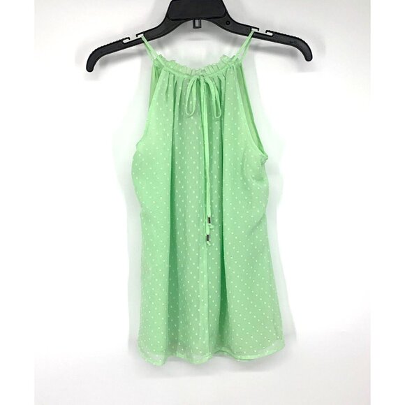 New York & Company Top Green Swiss Dot Sleeveless Halter Tank NWT - Picture 8 of 11